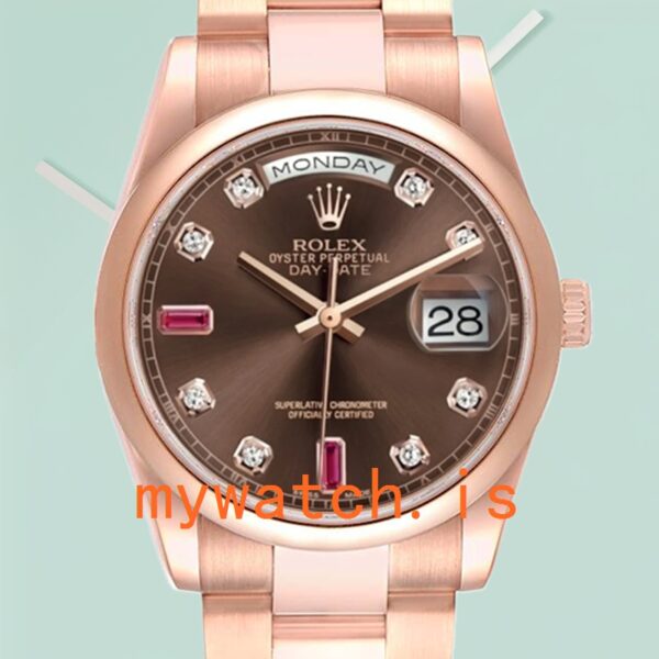 Rolex Day-Date 118205 36mm Mens Automatic Rose Gold-tone: Authentic vs. Replica