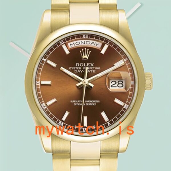 Rolex Day-Date Mens m118208-0343 36mm Stainless Steel Brown Dial: Genuine vs. Replica Analysis