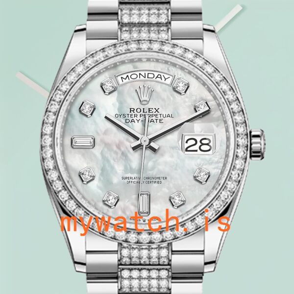 Rolex Day-Date m128349rbr-0014 Mens 36mm Mother of Pearl Dial Diamond Bezel: A Comprehensive Analysis
