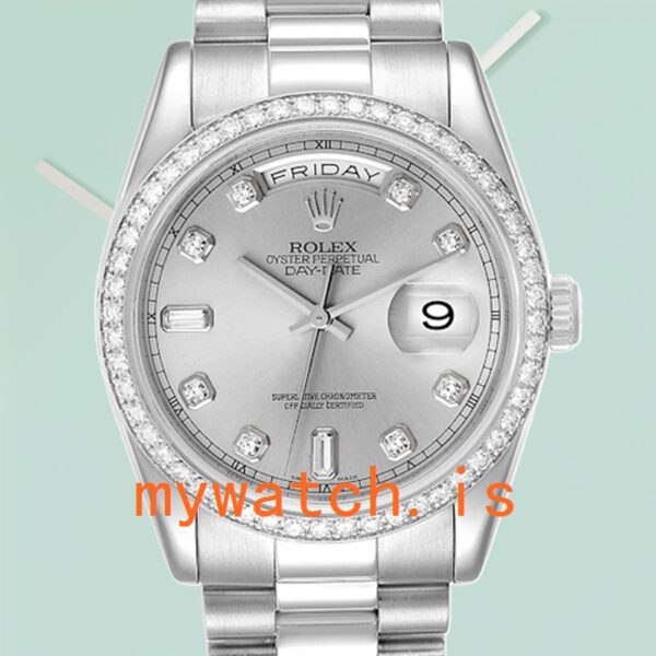 Rolex Day-Date 36mm Mens 118346 Silver-tone Automatic: Genuine vs. Replica